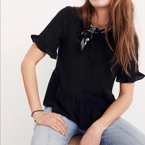 Madewell Silk Studio Ruffle-Hem Top